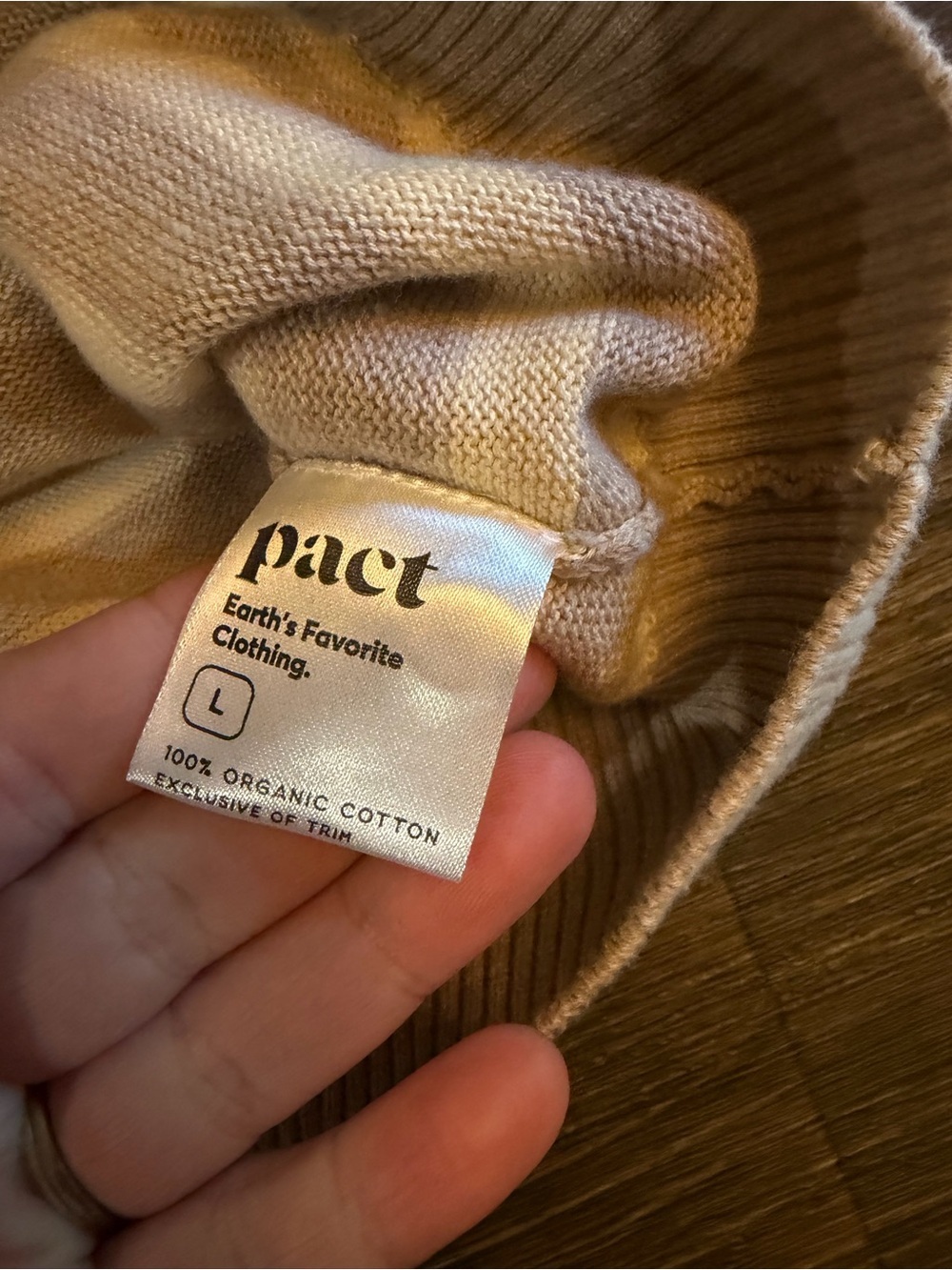 Pact Women’s Classic Fine Knit Cardigan Everyday Oat Stripe Size Large - Picture 8 of 9